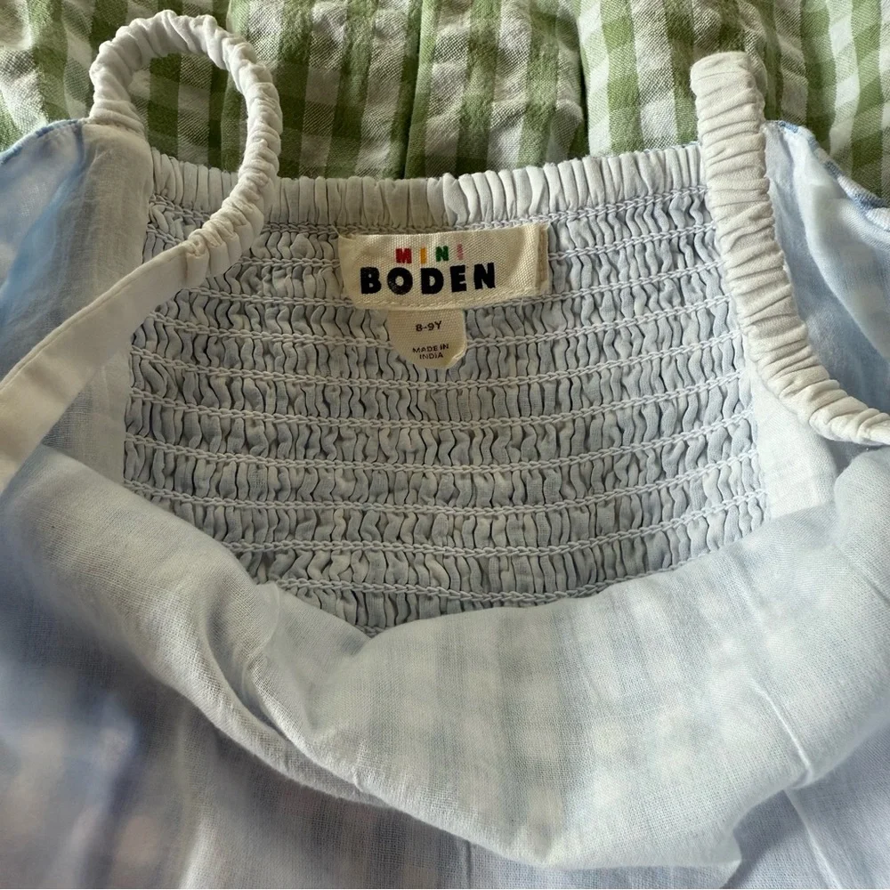 Mini Boden Girls Gingham Colorblock Dress - Picture 8 of 8